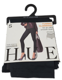 HUE Tummy Slimming Black Leggings With Mesh Panty For Shaping