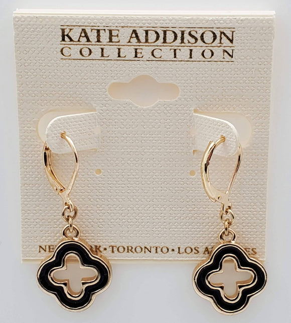 Kate Addison Collection Four Star Clasp Black Color Earrings