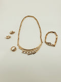 Spash Wave Golden 5 Piece Jewelry Set with Bracelet, Ring, Earrings & Necklace
