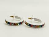 Baublebar White Acrylic Earrings with Rainbow Color Stones