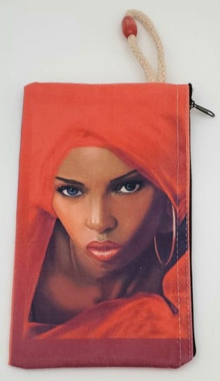 East African Mystique Velveteen On Canvas Zipper Art Bag