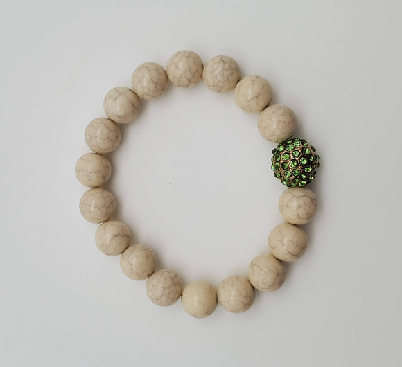 Marble Design With Green Stones Bead Bracelet