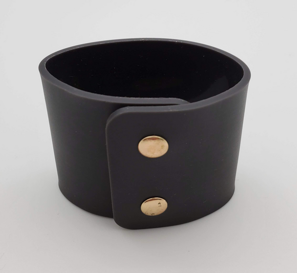 Black Silicone Bracelet with Gold Snap Buttons