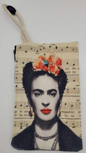 Frida Kahlo Velveteen On Canvas Zipper Art Bag