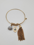 Gold Color Inspired Nature Tassel Stone Bracelet
