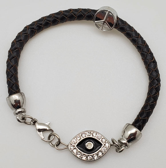 Vegan Leather Turkish Evil Eye Bracelet