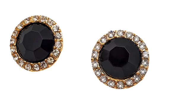 Black And Golden Color With Diamond Inspired Stones Earrings