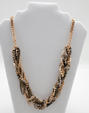 Gold And Black Color Twisted Featuring Stones Necklace