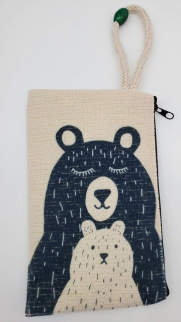 A Bear With Her Cub Velveteen On Canvas Zipper Art Bag