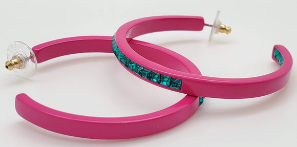 Baublebar Pink Hoops With Turquoise Colored Diamond Shaped Stones