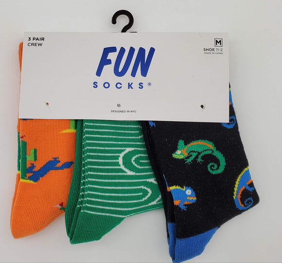 FUN SOCKS 3 Pair Crew kids Socks Size 11-2