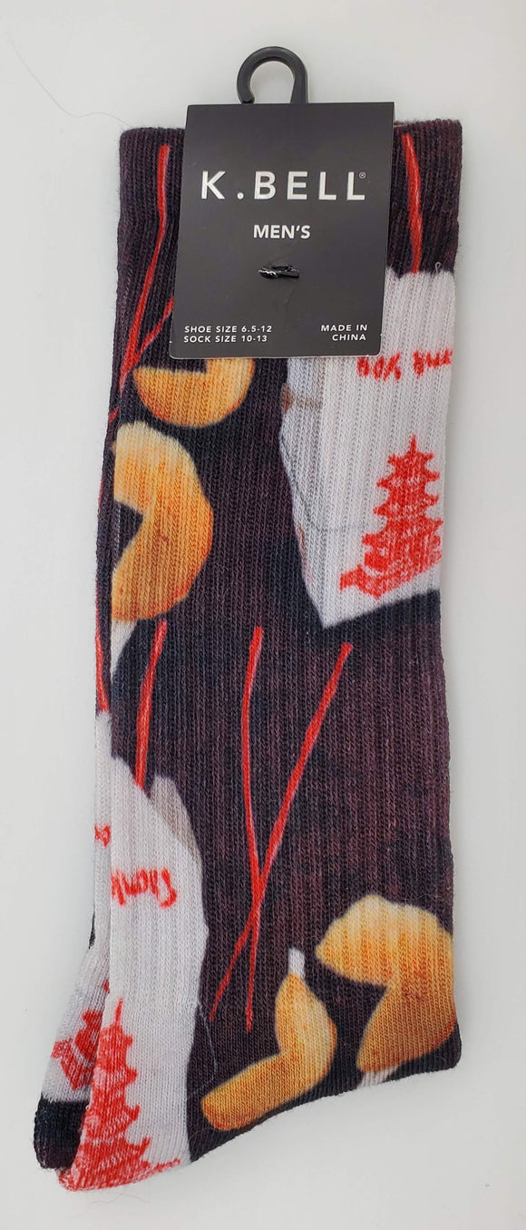 K.BELL Men's Fortune Cookie Chinese Food Take Out Socks