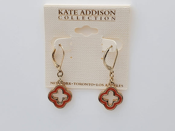 Kate Addison Collection Four Star Clasp Orange Color Earrings