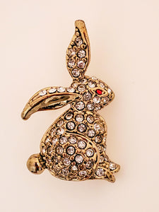 Golden Rabbit Featuring Stones Broach Pin