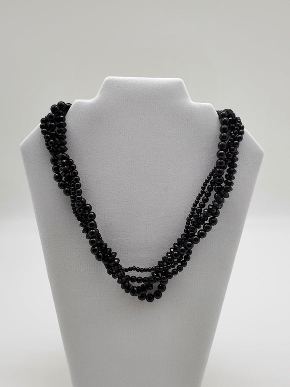 Acrylic Twist Black Color Beads Necklace