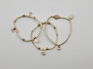 3 Piece Gold And White Color Bracelets