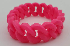 Pink Color Rubber Cuban Chain Style Bracelet