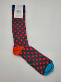 Fun Socks Grey Color with Red Circles Socks King Size 13-16