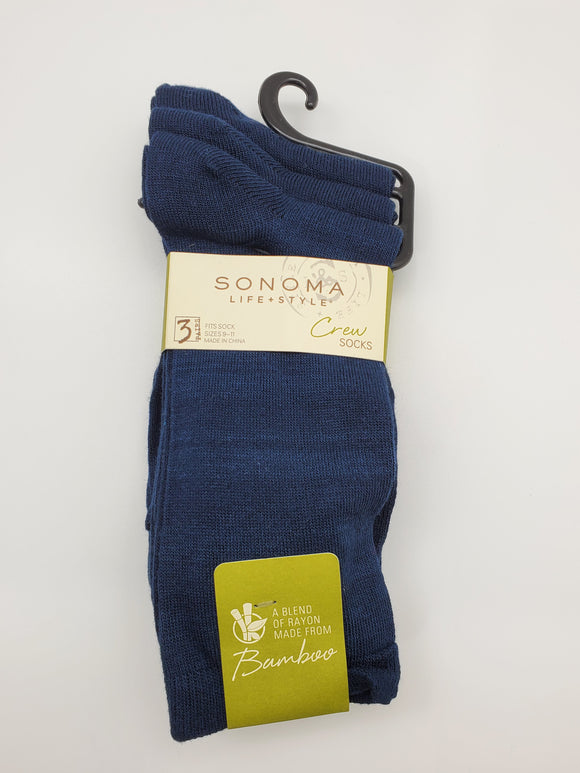 Sonoma Life + Style 3 Pairs Blue Color Crew Socks