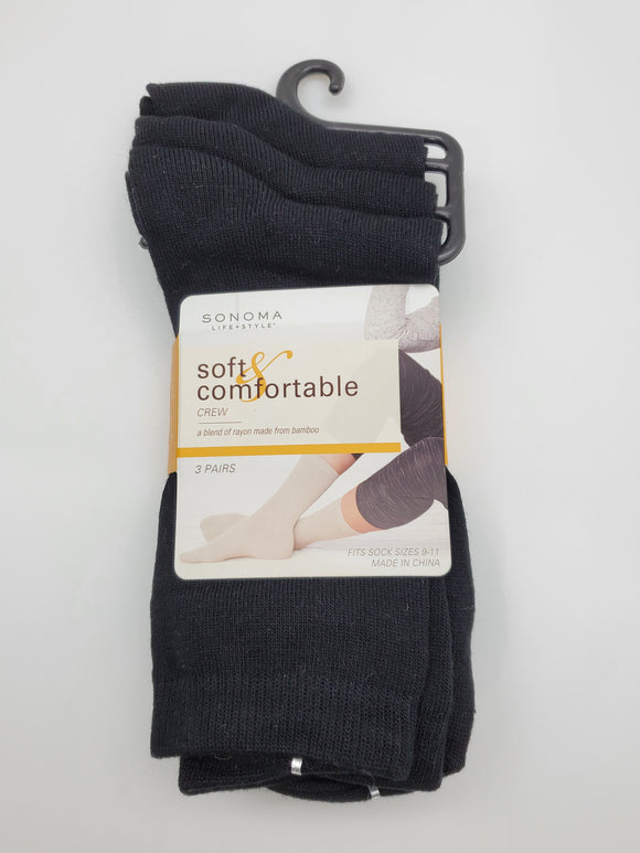 Sonoma Life + Style 3 Pairs Black Color Socks