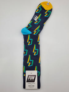 Fun Socks Lightning Bolt Design King Size 13-16 Socks