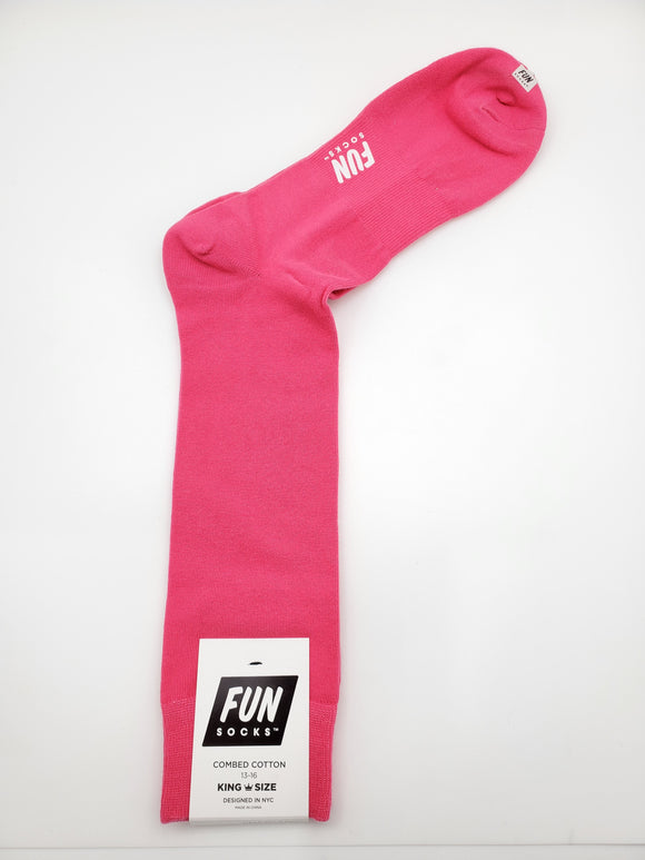 Fun Socks Pink Color Fill King Size 13-16 Socks