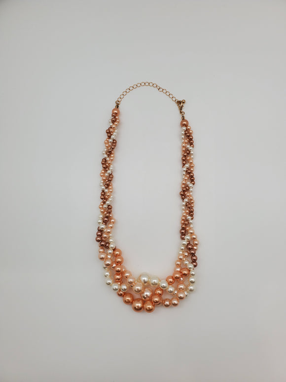 Peaches & Cream Pearl Inspired Twist Necklace