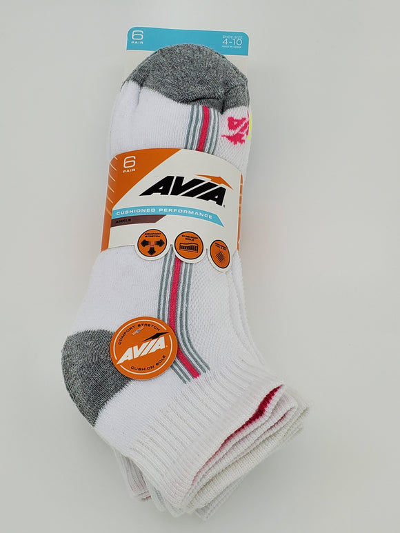 AVIA Women's 6 Pairs Cushioned Performance Ankle Socks