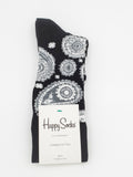 Happy Socks Black And White Paisley Men's Socks