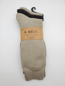 K.Bell 3 Pairs Brown Olive Color Socks
