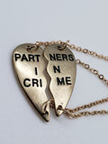 "Partners In Crime" Necklace for Couples or Best Friends Gold Color