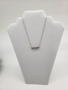 Silver Color Bar with Stones Necklace