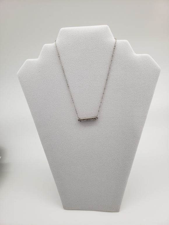 Silver Color Bar with Stones Necklace