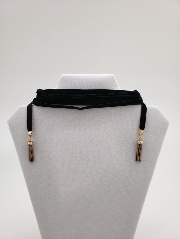 Baublebar Black and Gold Color Tassel Long Choker Necklace