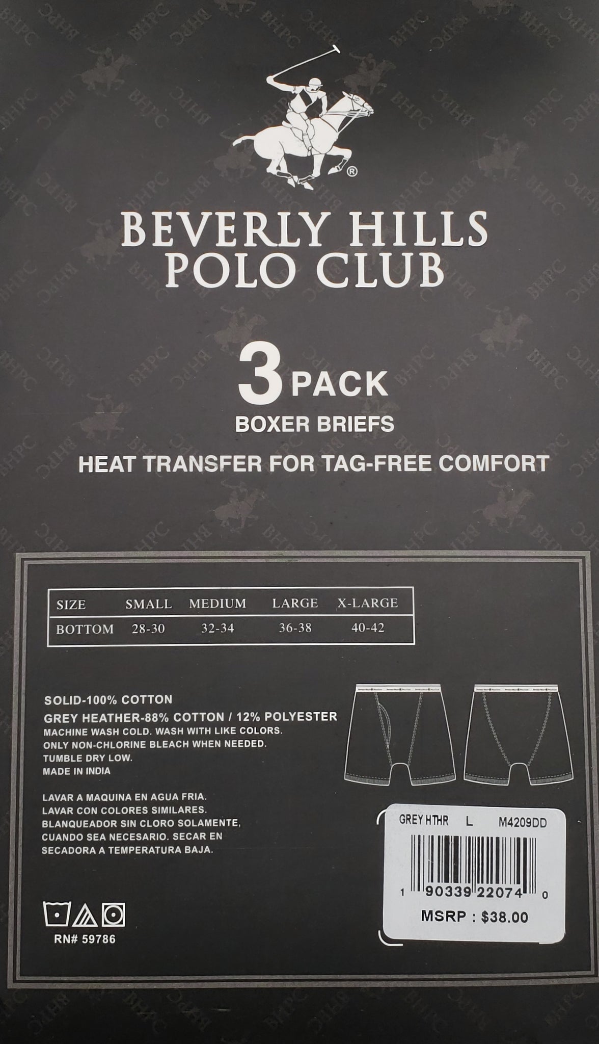Beverly Hills Polo Club 3 Pack Boxer Briefs Underwear – Kate Addison  Boutique