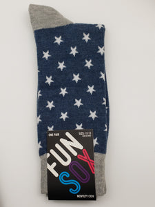 Fun Sox Blue Grey Socks with White Stars