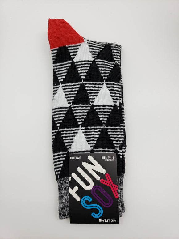 Fun Sox Black And White Triangle Striped Socks