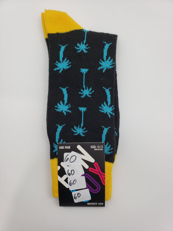 Fun Sox Turquoise Palm Tree Socks