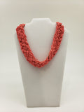 Seed Bead with Woven Gold Ribbon Accent Necklace (2 colors Available)