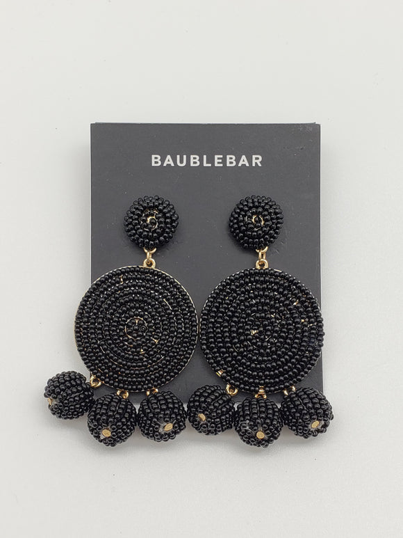 Baublebar Black Sparkle Circle Drop Earrings with 3 Spheres