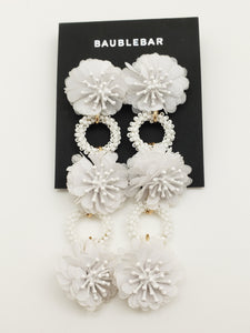 Baublebar Fabric Pom Pom & Seed Bead White Dropping Duster Earrings
