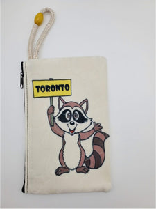 Toronto Raccoon Holding A Toronto Sign Velveteen On Canvas Zipper Art Bag