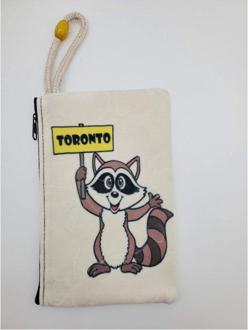 Toronto Raccoon Holding A Toronto Sign Velveteen On Canvas Zipper Art Bag