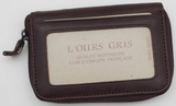 L'OURS GRIS Zipper Key Holder With ID Card Window Wallet
