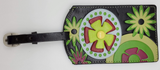 Black Floral Designer Luggage Tag