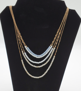 Five Layers Of Gold Color Chain With Pearls Necklace