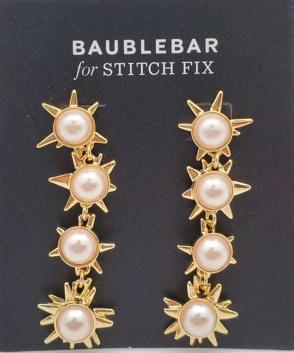 Baublebar Pearl Gold Hanging Stars Earrings
