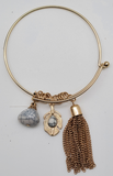 Gold Color Inspired Nature Tassel Stone Bracelet