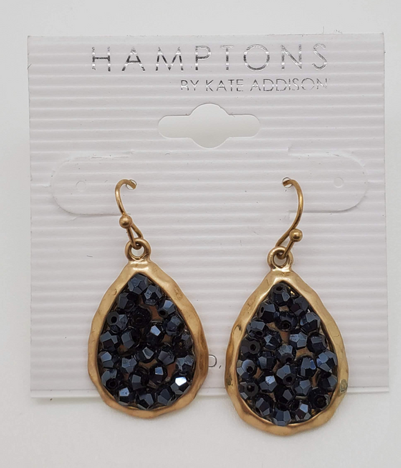 Hamptons Gold Color With Black Stones Earrings
