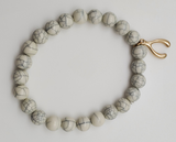 Marble Finish Beads Wishbone Stretch Bracelet